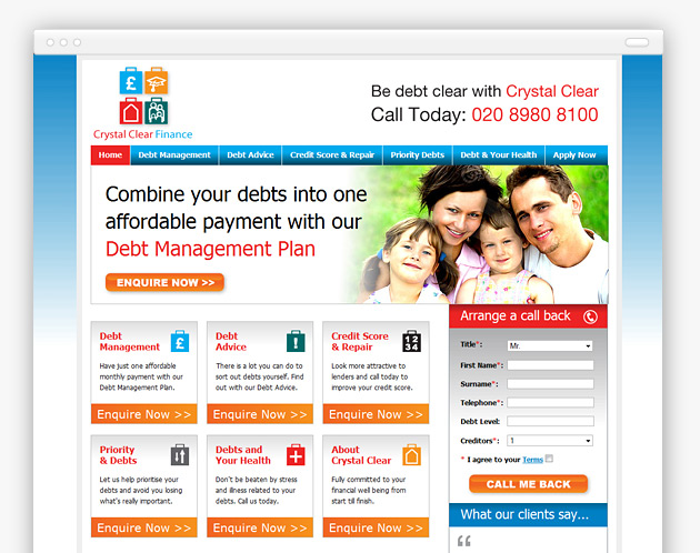 Crystal Clear Finance - Debt Management Website
