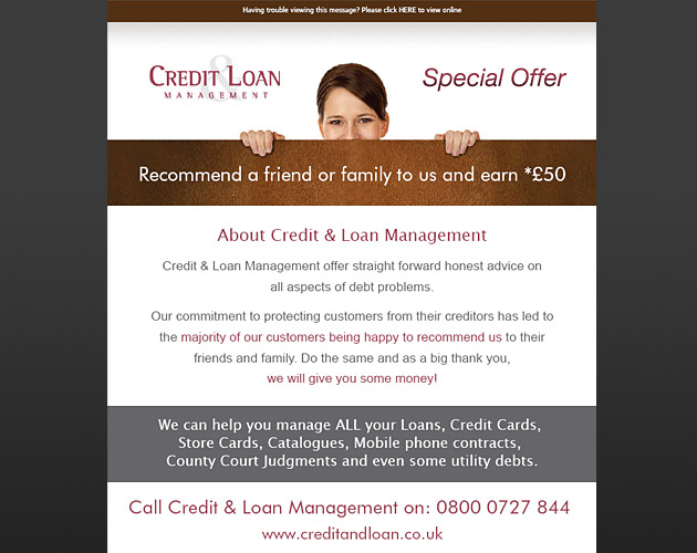 Credit and Loan Management - HTML email advert
