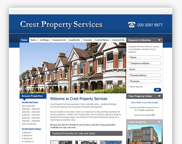 Crest Property Services - Estate Agent Website