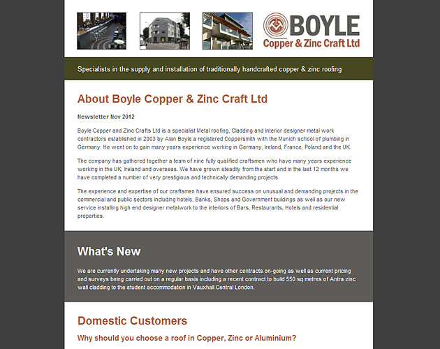 Boyle - newsletter design