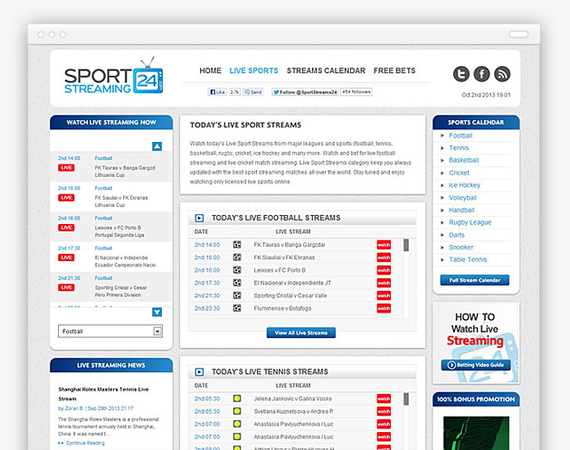 Sport Streaming 24 - Live Sports Table