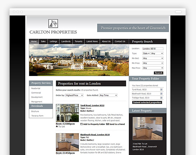 Carlton Property Services - Estate Agent Website