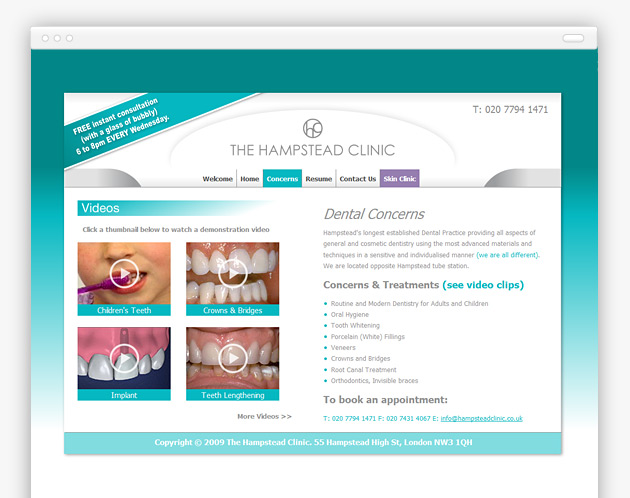 The Hampstead Clinic - Website (internal view)