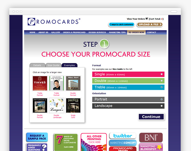 Promocards - Website (internal view)