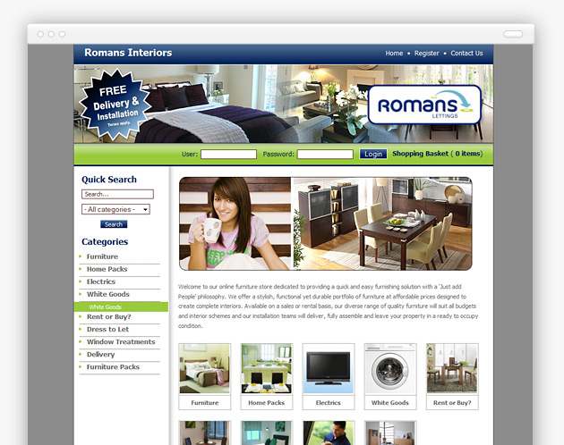 Romans Interiors - Furniture Rentals Website