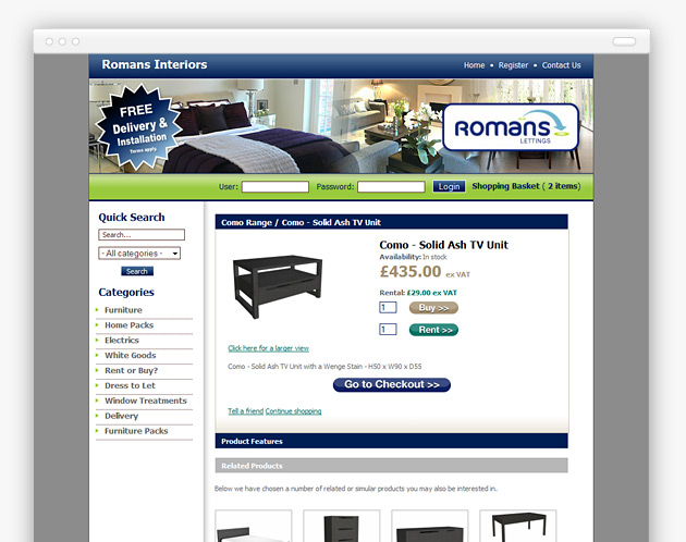 Romans Interiors - Website (internal view)