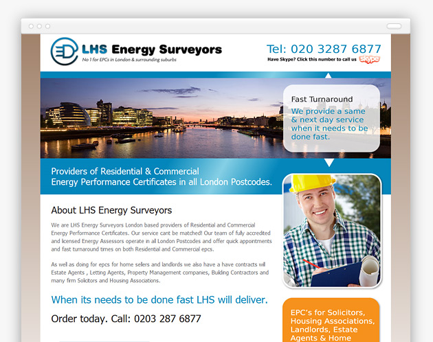 LHS Energy Surveyors - EPC website design