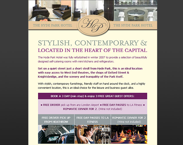 Hyde Park Hotel - HTML e-Shot Design