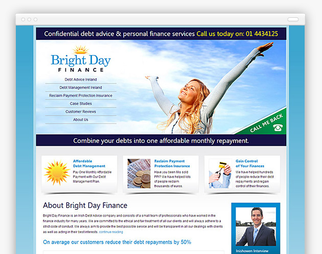 Bright Day Finance - Debt Management Web Design