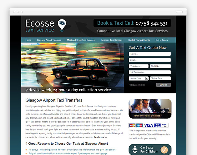 Ecosse - Taxi Service Web Design