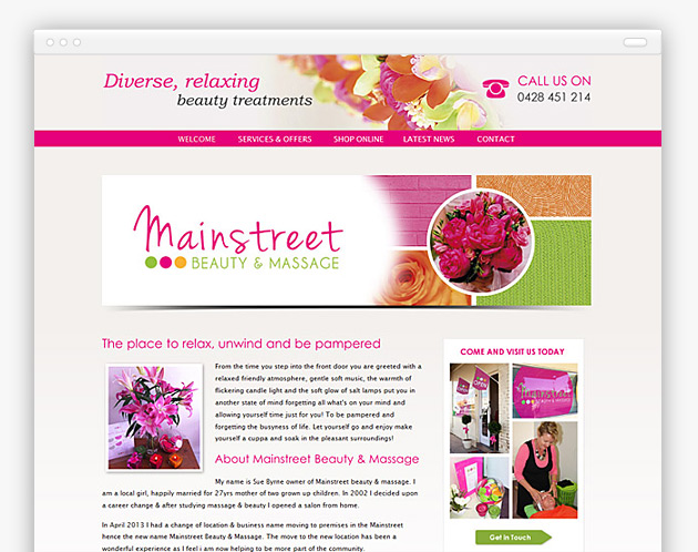 Mainstreet beauty & massage - Business Website