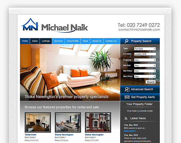Micheal Naik - Estate Agent Website