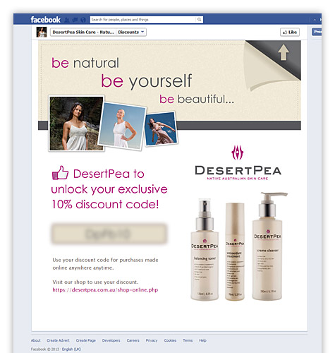 Desert Pea Facebook reveal promotional landing page - liked