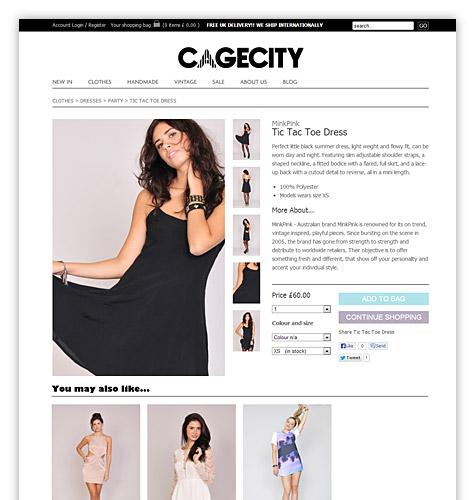 Shopping Cart Design: Cagecity product details image view