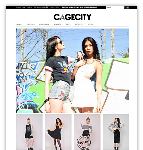 Tailored Ecommerce website development: Cagecity website home page